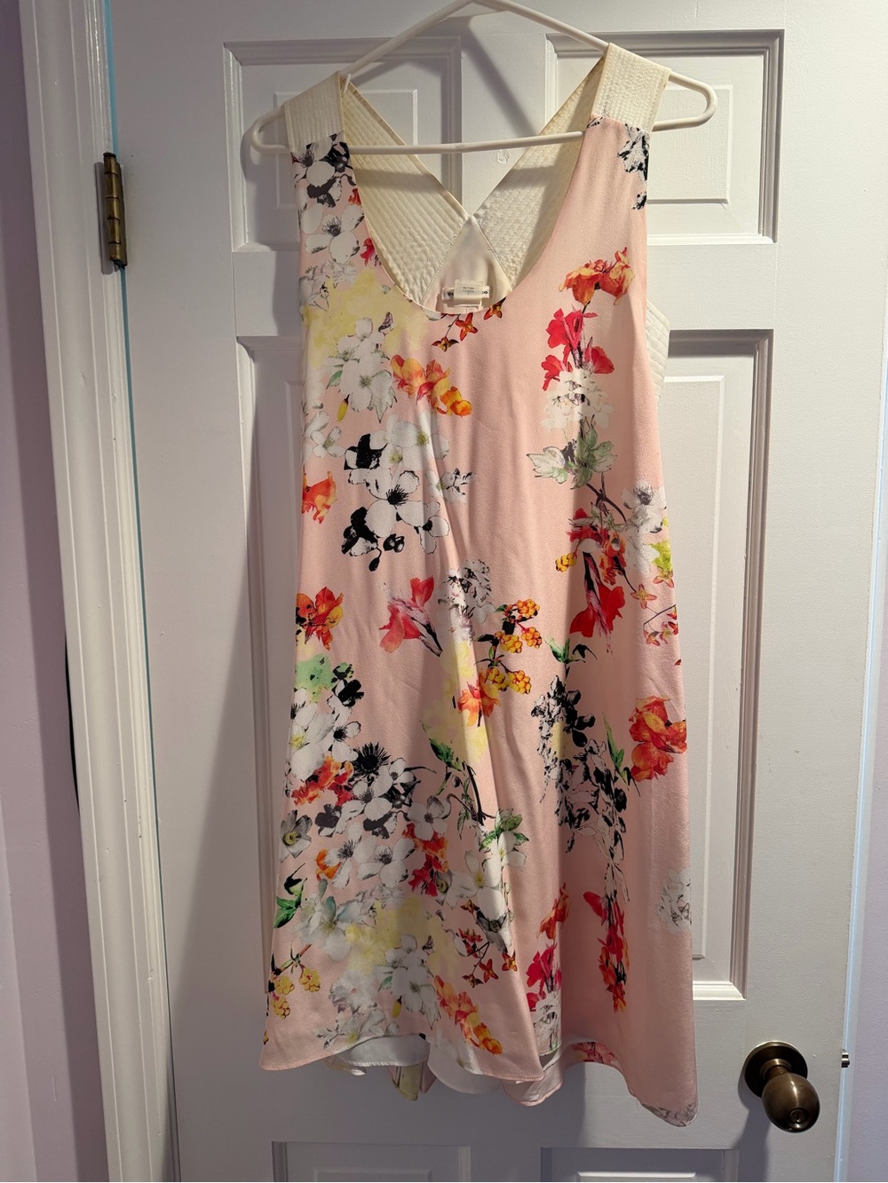 Club Monaco Cream Floral V-Neck Dress